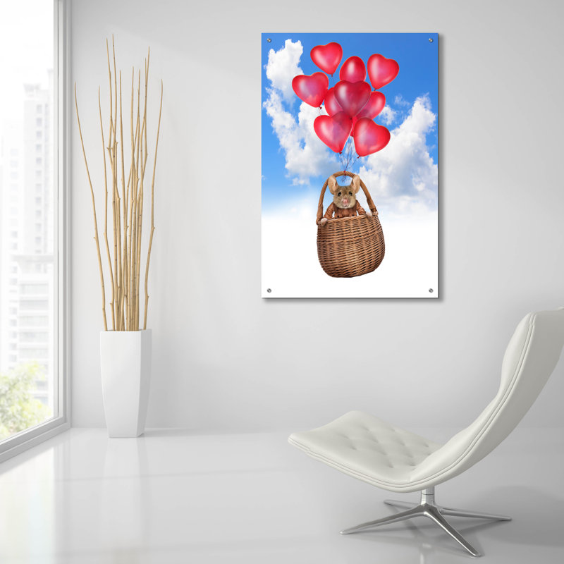  «Valentine Mouse» par John Hovenstine, art mural en verre acrylique, 24 po x 36 po, H 36 po x l 24 po