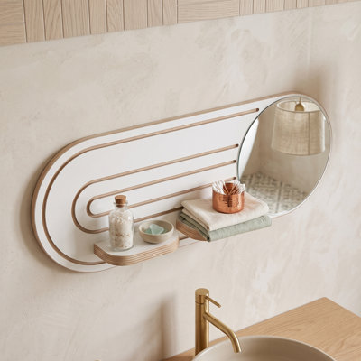 Miroir d'appoint oblong moderne avec tablettes intégrées