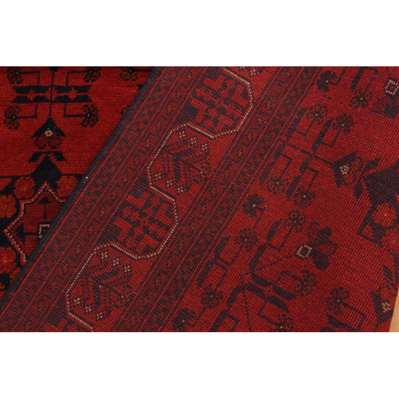 Tapis oriental rouge / noir en laine noué à la main 4 pi 3 po x 6 pi 2 po Cremeans