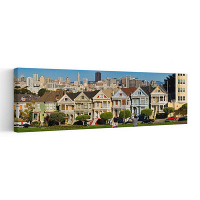 Célèbre rangée de maisons victoriennes appelées peintres, San Francisco, Californie, États-Unis, architecture contemporaine, art mural urbain