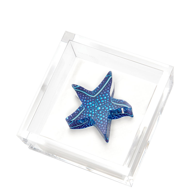 Blue Starfish Cocktail Napkin Holder, Blue