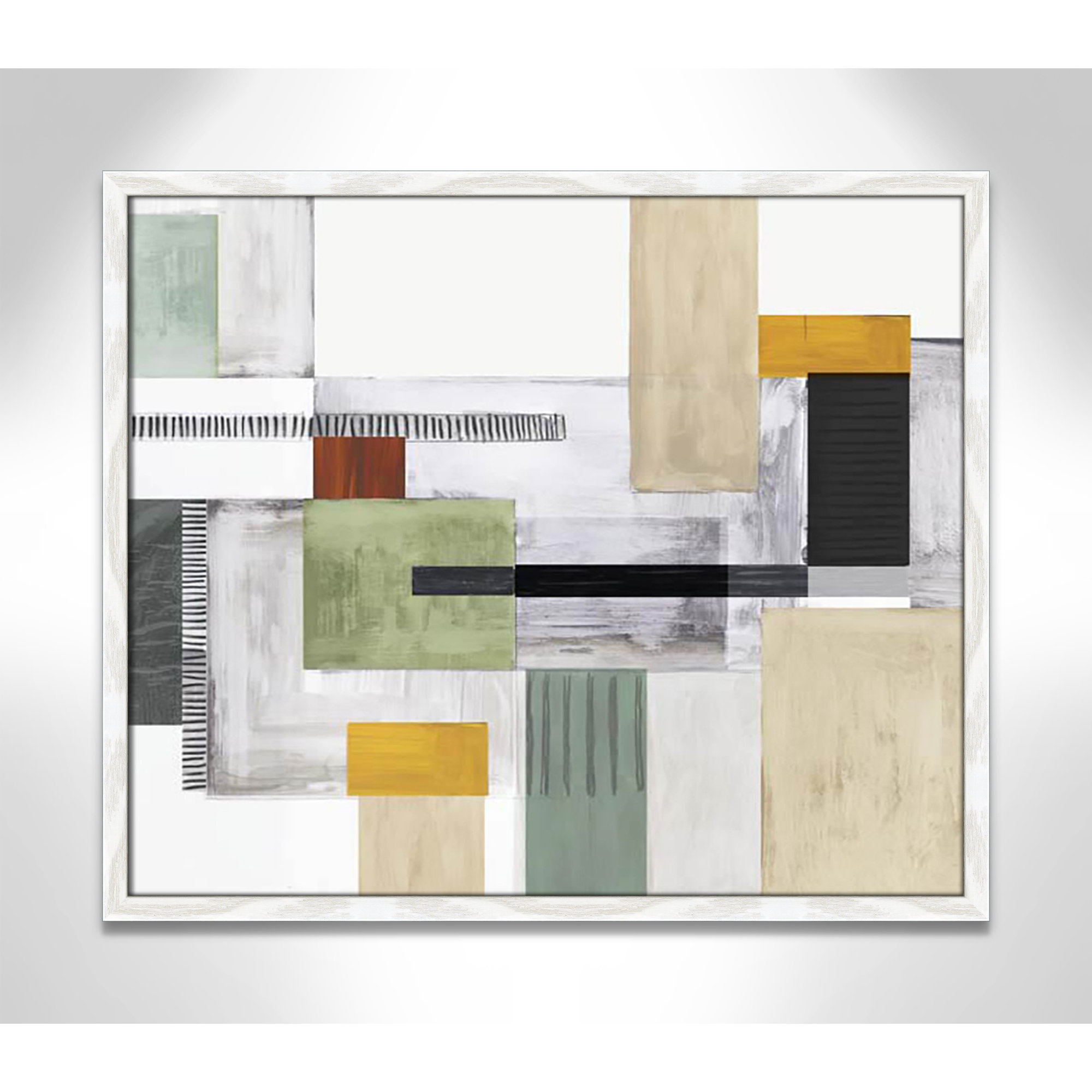 Playful Blocks by Tom Reeves, 21.5" H x 25.5" W x 0.75" D, No Mat, White Slim Picture Framed