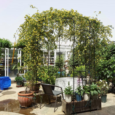 Metal Garden Arch Iron Garden Arbors Gazebo Dia 81.3'' x 114.2'' High Birdcage Shape Pergola Pavilion for Wedding Ceremony