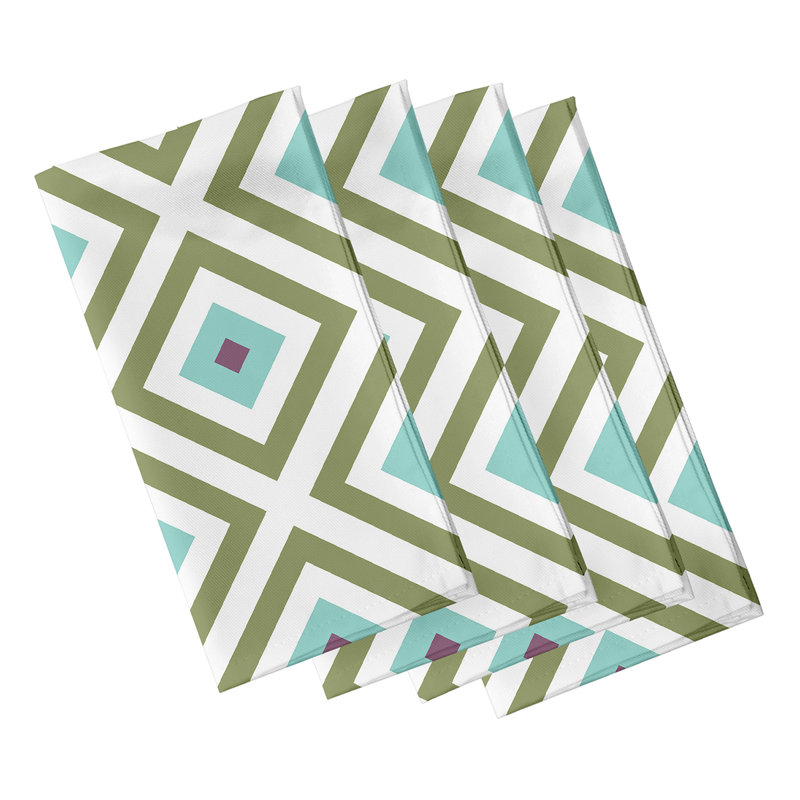 Ensemble de serviettes 4 pièces Frances, L 18 po x L 18 po, Vert / aqua