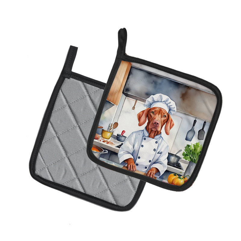 Caroline's Treasures The Dog Chef Polyester Potholder Set