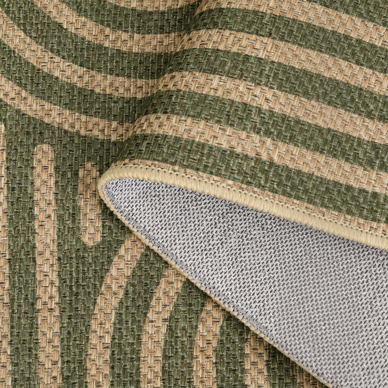 Tapis intérieur/extérieur à motifs géométriques abstraits, aspect jute, Green, 10*13ft