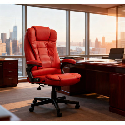 Chaise d'ordinateur inclinable chauffante avec 6 points de vibration, fauteuil de bureau de massage, accoudoirs et télécommande