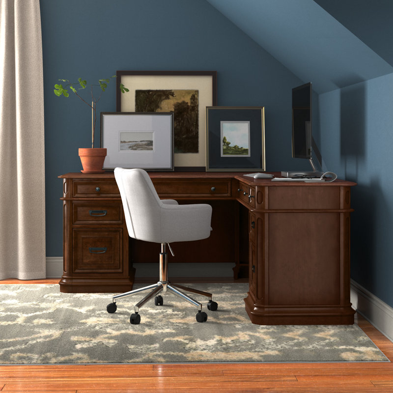 L-Shaped Executive Desk, Cherry
