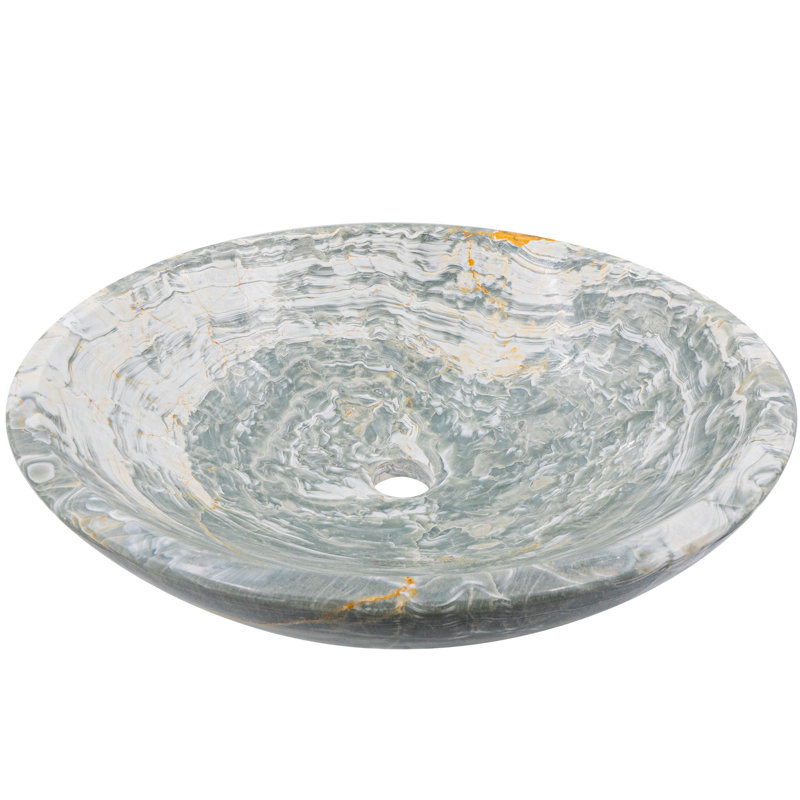 Novatto 17'' Stone Circular Bathroom Sink with Faucet, Oil Rubbed Bronze