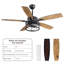 Ventilateur de plafond en bois de 52 po avec ensemble de lumières et télécommande inclus