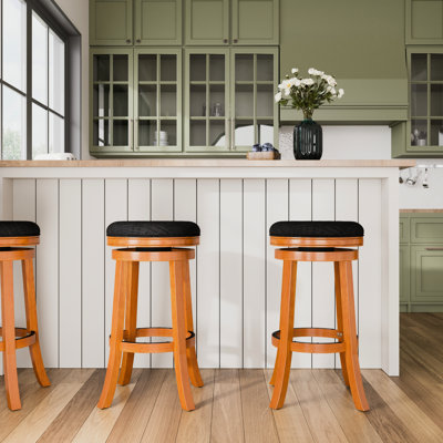 Tabouret 30 ", siège en tissu gris anthracite au fini naturel - Tabouret confortable