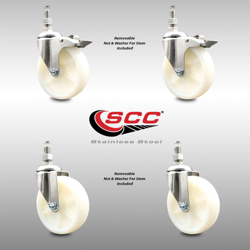 4 Piece Nylon Wheel Swivel Caster Set