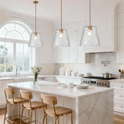 Adjustable Pendant Light With Hammered Glass Shade