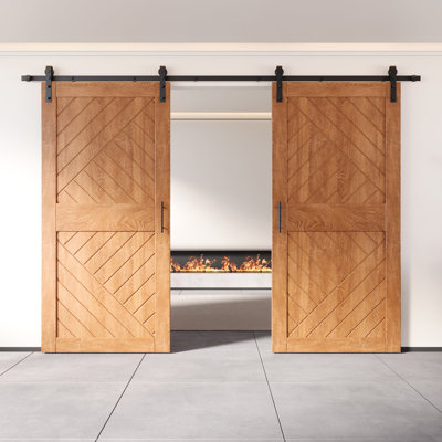 Portes de grange à conception géométrique non assemblée et non assemblée 32 po x 84 po Homacer Early American