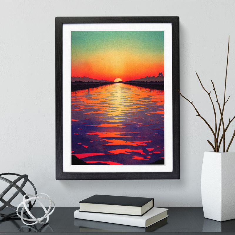 Sunset Watercolour Art No.3 - Wall Art, 29.7cm H x 21cm W x 2cm D, No Matte, Paper