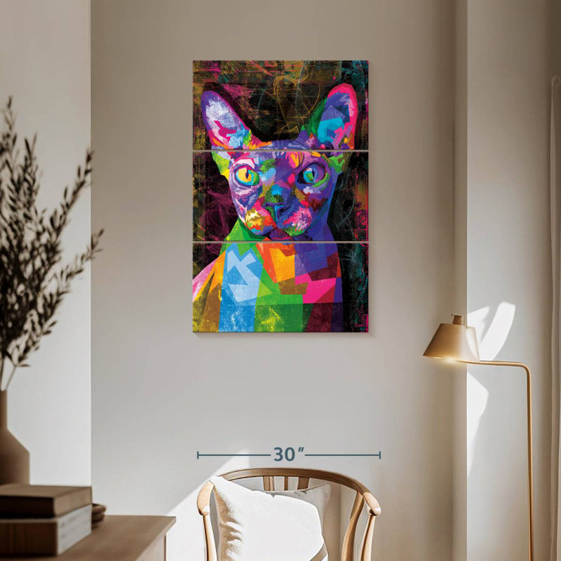 Brampt Sphynx Cat Multicolored Abstract, 57" H x 36" W