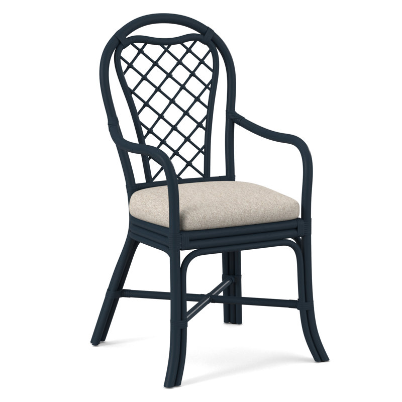 Trellis Dining Arm Chair, Antique Frost White, Snow Crypton Performance; 0884-91