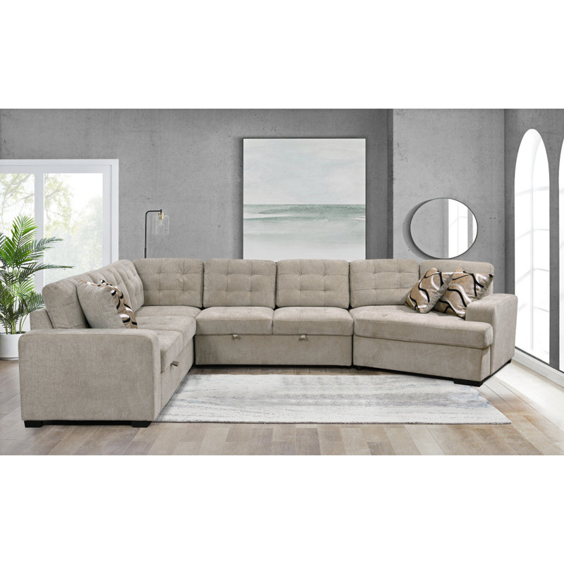 Canapé modulaire rembourré en U de 149 po Modern Large Large, Gris clair