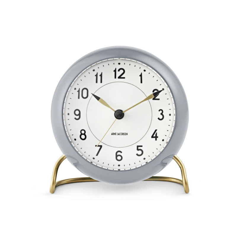 Station Electric Clock, White/Gray/Gold