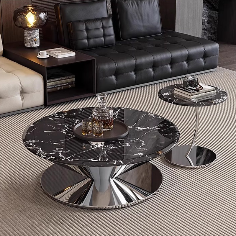 Table basse Minimalist UFO, Noir, H 14,96 po x L 31,49 po x l 31,49 po