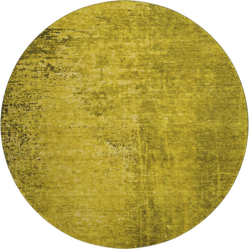 Premium Machine Washable Cerrito AMF554 Gold Rug, Round 8'