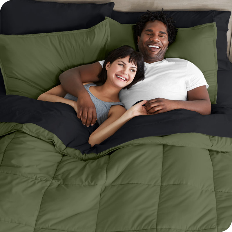 Microfiber Bed-In-A-Bag, Twin XL Comforter + 4 Additional Pieces, Green/Black