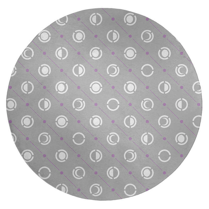 Chenille Geometric Indoor Rug, Round 5'