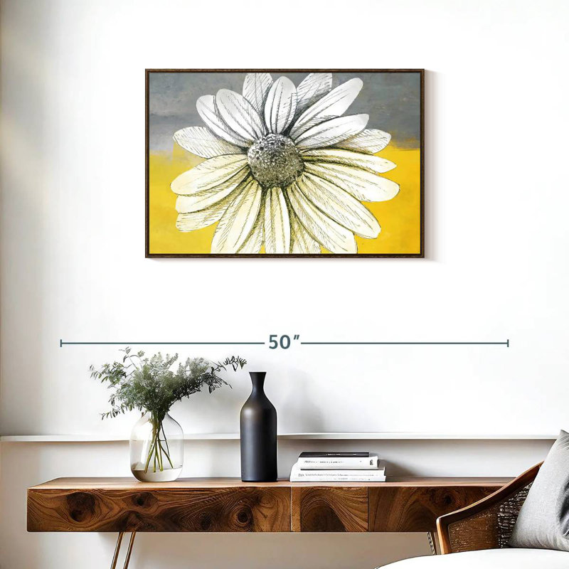 Marguerite sur les couleurs, Cadre flottant en noyer, 31 po x 21 po