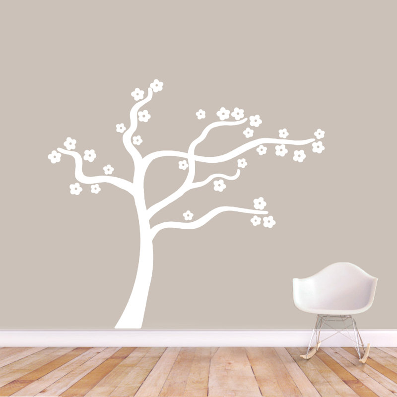Décalcomanie murale arbre à fleurs gonflable, Blanc
