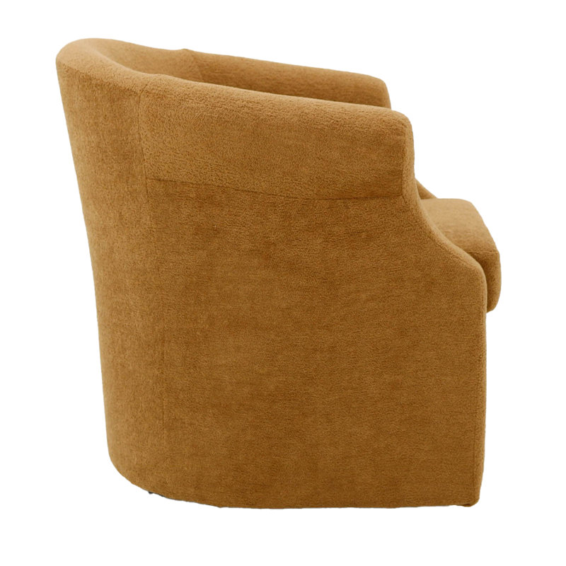 Fauteuil demi-tonneau pivotant l 3,5 po Buril, Mélange de polyester jaune foncé