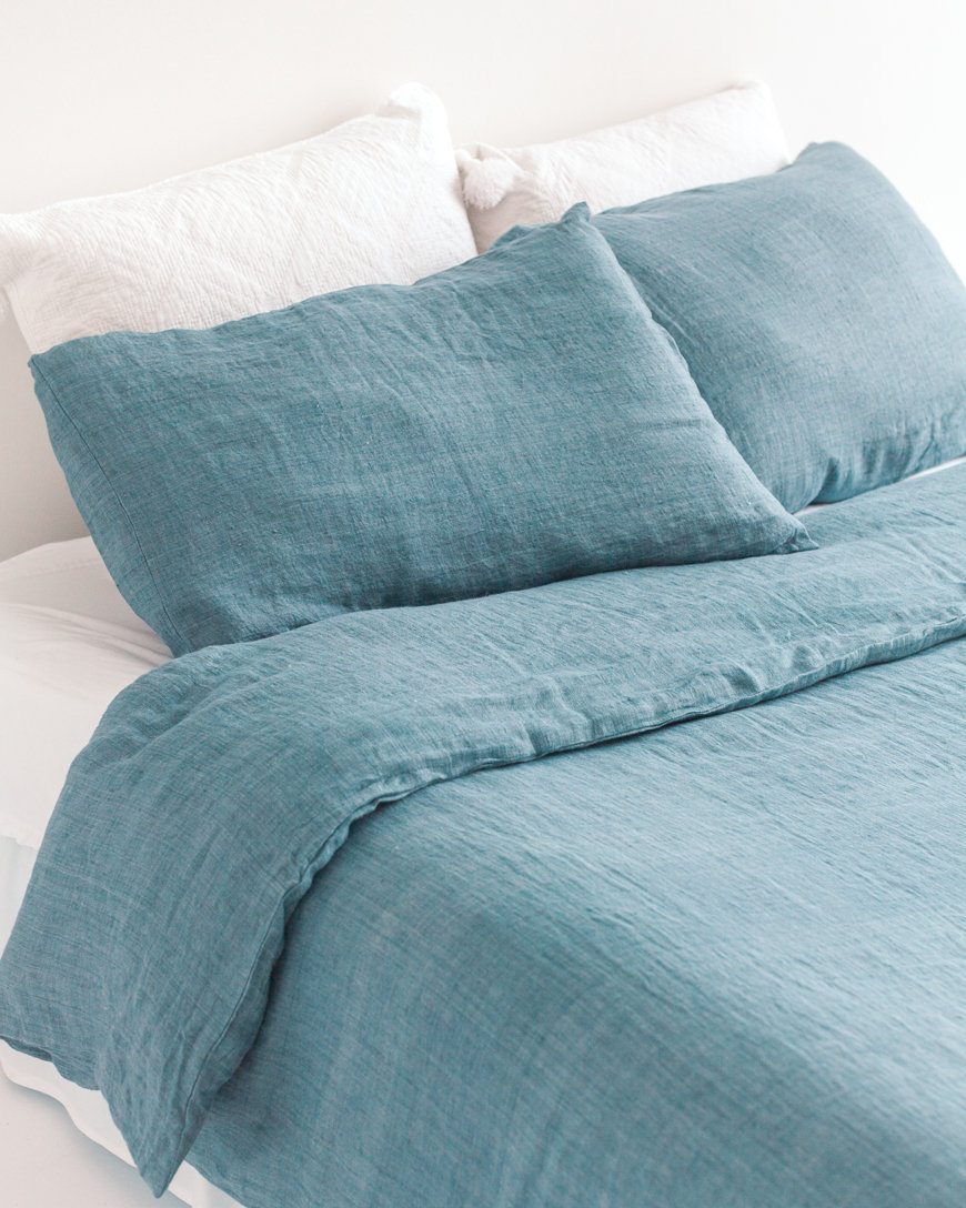 100% Linen Duvet Cover Set, Blue
