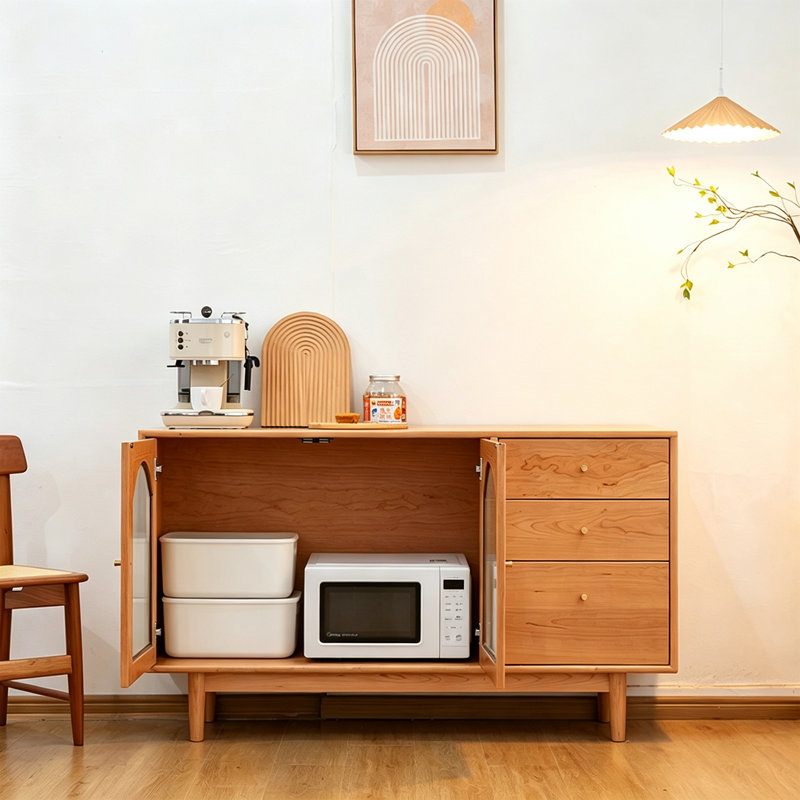Adjustable Glass Door Buffet Table