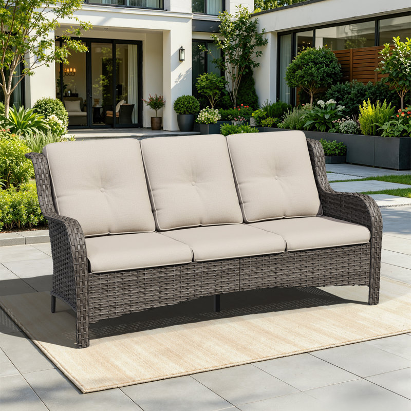 Magline 72.83'' Wicker Outdoor Patio Sofa, Beige