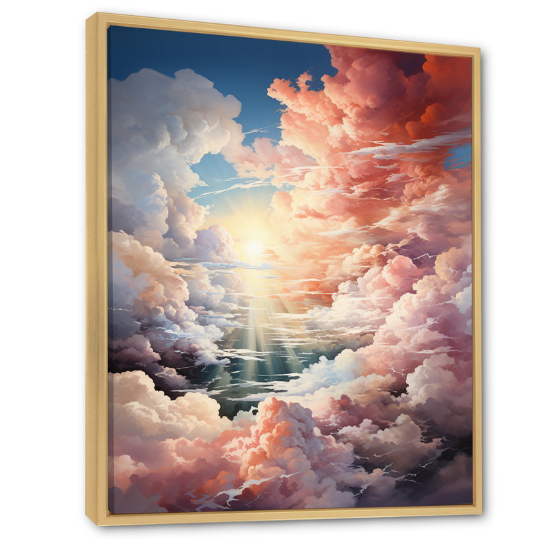 Nuage coussins de sérénité - Reproduction d'art mural paysage et nature, H 20 po x l 12 po x P 1 po, Cadre naturel flottant