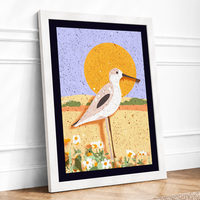 Sandpiper at Dawn Coastal 1 Piece Single Picture Frame Wall Art, A4 - 29.7 x 21.0 cm, White