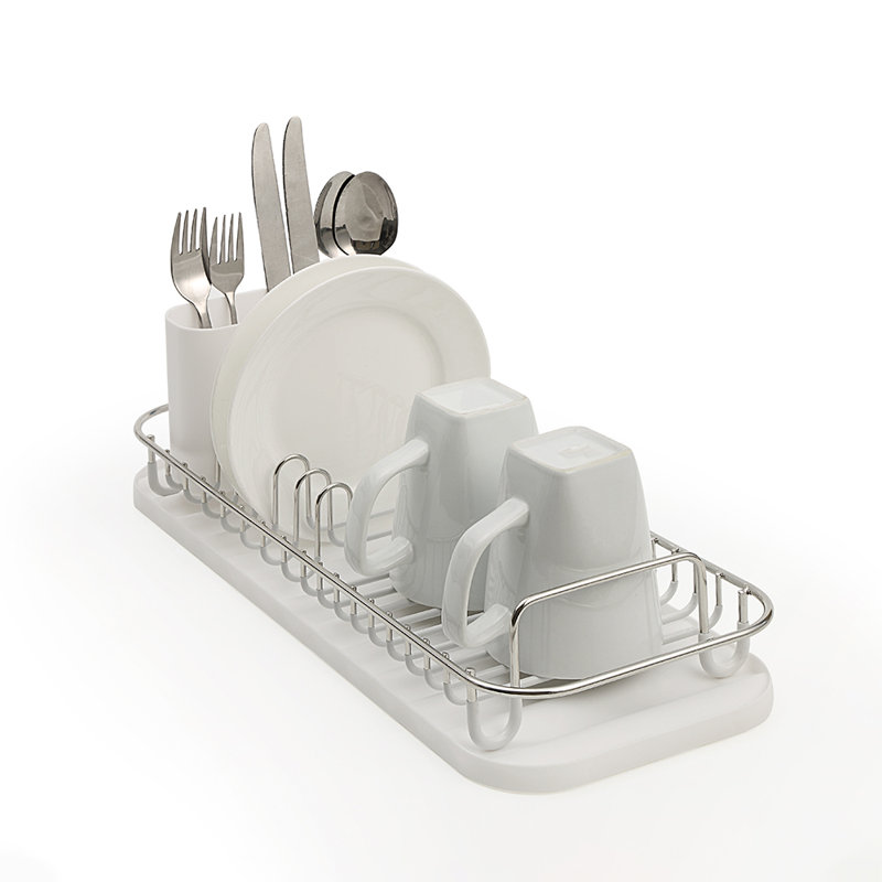 Égouttoir à vaisselle 304 en acier inoxydable 304 avec porte-ustensiles et plateau de drainage amovible Neverrust, Silver