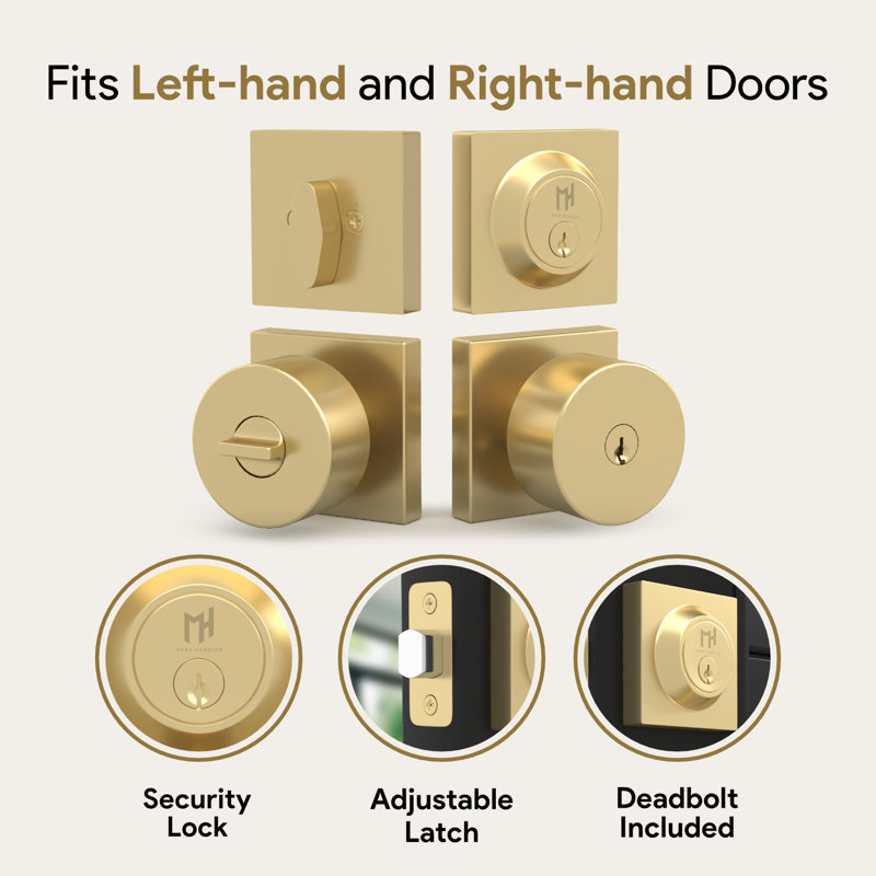 Suana Satin Brass Door Knob and Deadbolt Set