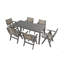 Une table de salle à manger en imitation bois texturée en bois, simple mais avec une sensation de haute qualité. Il a un petit plateau de table et est pour les pique-niques en plein air.-65926526