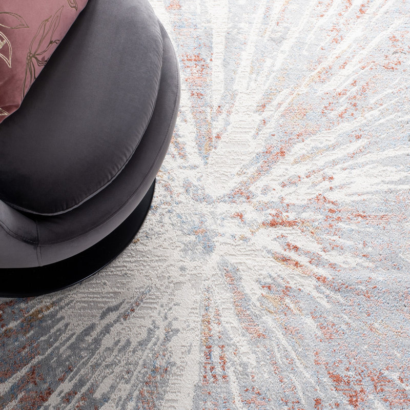Amelia Cotton Abstract Rug, Round 6'7"