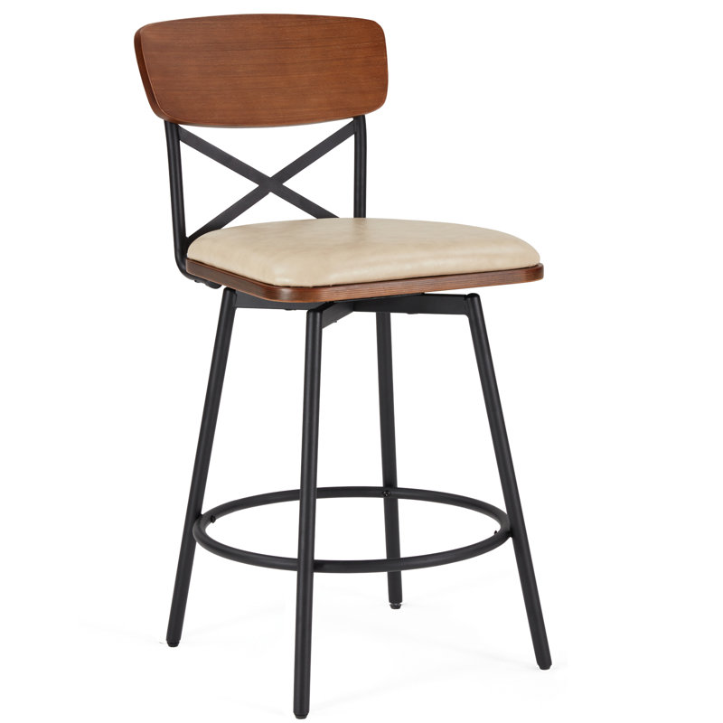 Tabouret de comptoir Jeremaiah 26, Gris sable / similicuir