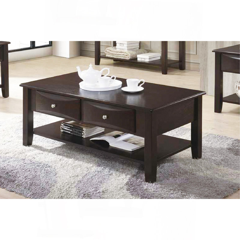 Table basse à deux tiroirs en brun