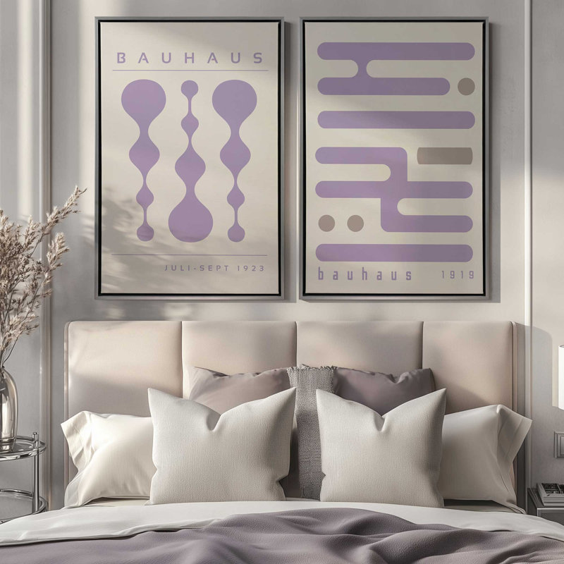 Ensemble de 2 circuits mauves rétro, Cadre flottant en chrome poli, H 19 po x l 26 po