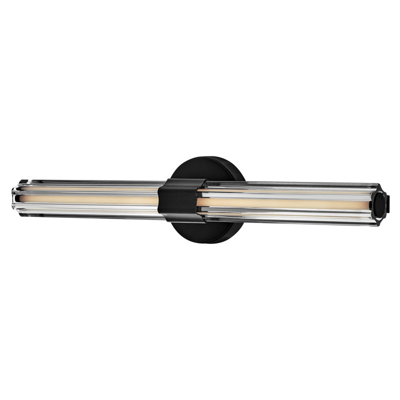 Georgette Integrated LED Bath Vanity w/ Clear Fluted Crystal Shade, Textured Black Oxide