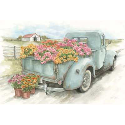 Camion avec fleurs sur toile par Leslie Trimbach