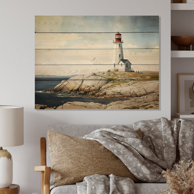 Phare de l'océan III - art mural en bois côtier