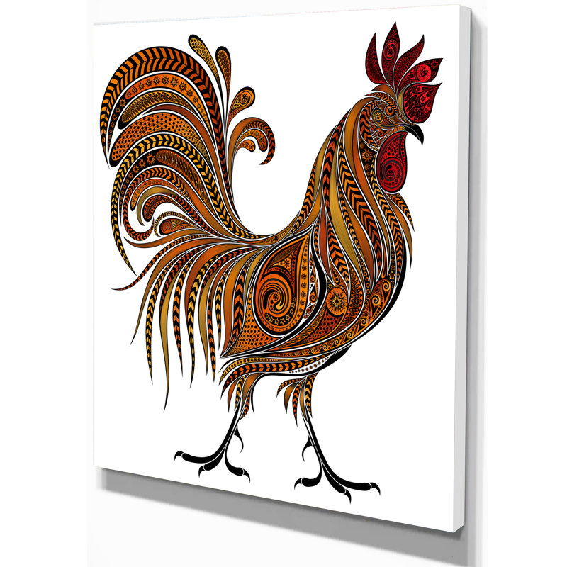 Feu de coq - impression sur toile tendue, H 20 po x l 12 po x P 1po