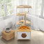 Tour d'angle pour chat, arbre à chat avec poteau à griffer, maisonnette pour chat avec station d'alimentation et plateformes d'escalade, meubles pour animaux domestiques pour chats