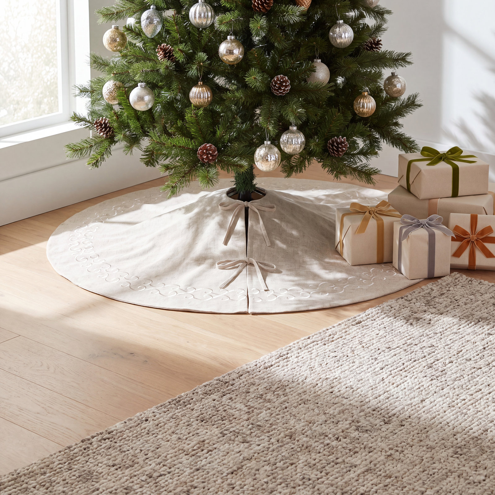 Embroidered Tree Skirt, 56" x 56"