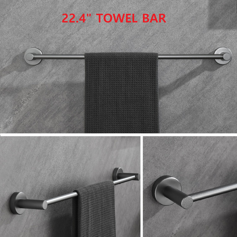 6 - Piece Bathroom Hardware Set, Gun Ash
