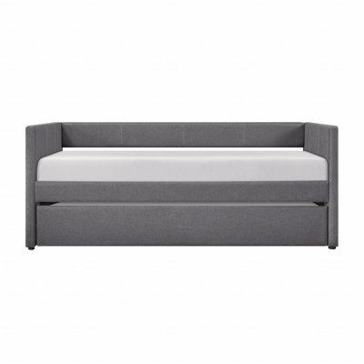 1Pc Trundle Daybed Fabric Upholstery Wooden Frame Modern Home Furniture